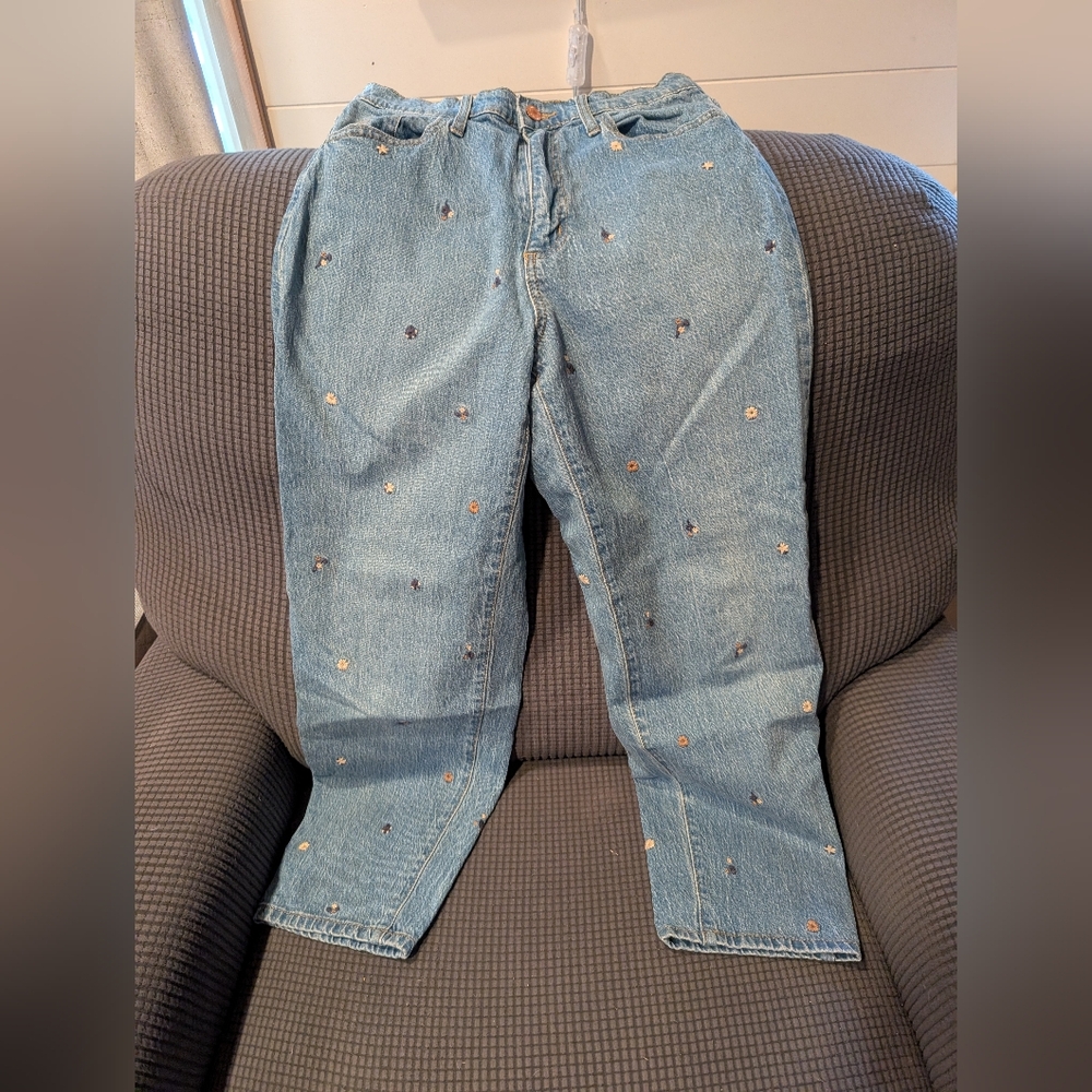 Knox Rose Light Blue Embroidered Straight Leg Jeans